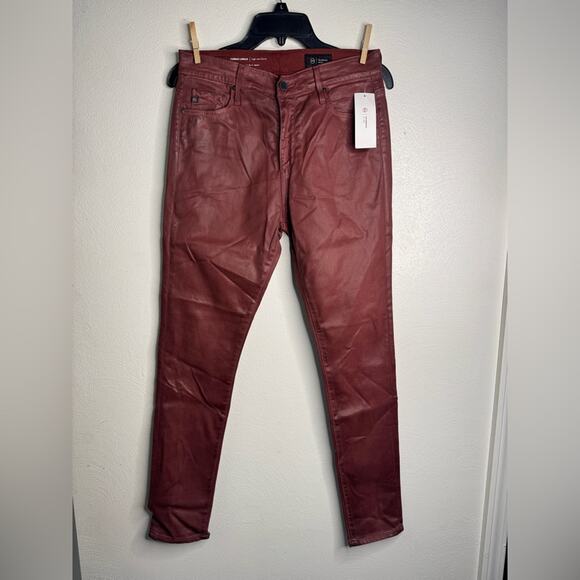 AG Adriano Goldschmied Red Farrah Ankle High Rise Skinny Pants - Picture 3 of 9